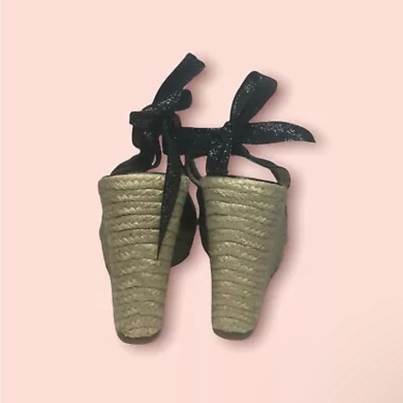 BNIB COACH 'Maritza' black leather platform wedge Shoes SZ 9 - Picture 4 of 5